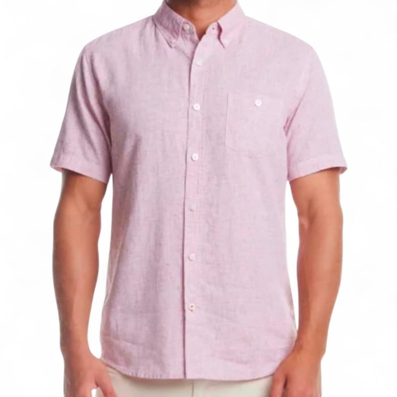 Weatherproof Vintage Linen Cotton Blend Short Sleeve Woven Shirt Size Large NEW - Picture 1 of 5